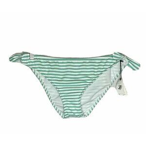 Women Bikini Bottoms XL Shade & Shore Seafoam Green White Striped Hipster
